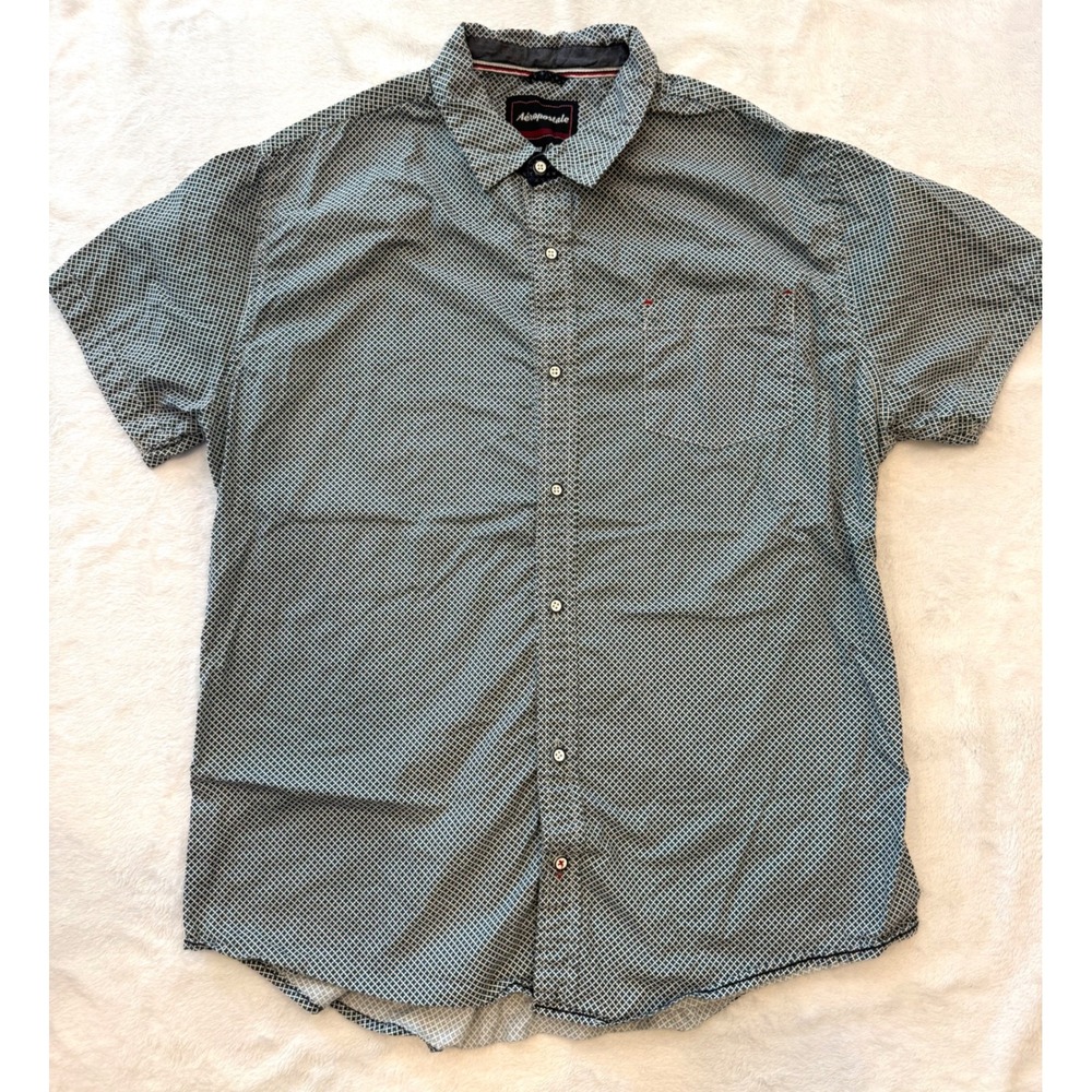 Aeropostale Mens XL Short Sleeve Button Down Shirt Geometric Print Cotton Blue